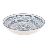 Assiette creuse bleue grise imprimée de 20,5 cm