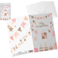 Carte d'anniversaire avec paillettes dorées