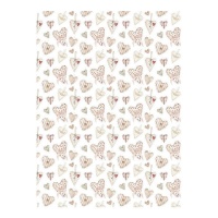 Papier cartonné avec coeurs roses de 32 x 43,5 cm - Artis decor - 5 unités