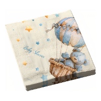 Serviettes vintage pour baby shower 16,5 x 16,5 cm - lot de 12