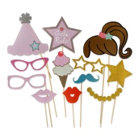 Kit pour photobooth de Princesses - 12 unités