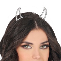 Serre-tête démon argenté brillant