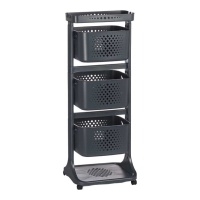 Rangement pour légumes à 3 niveaux avec roulettes anthracite