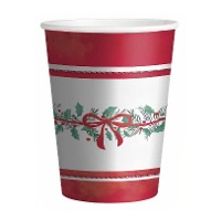Gobelets de 270 ml avec gui et ruban rouge - 6 unités