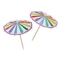 Pick multicolore en forme de parasol - 10 unités