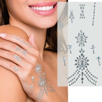 Bijoux adhésifs pour la main de brillants argentés