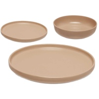 Vaisselle en grès beige - 18 pièces