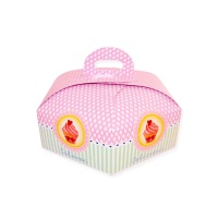 Boîte de 25 x 25 x 10 cm pour gâteau hexagonal avec poignée