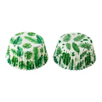 Capsules pour cupcakes à motifs de feuilles tropicales - 36 unités