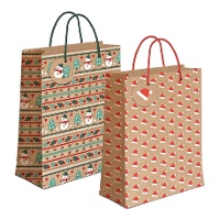 Sac cadeau de 23 x 18 x 10 cm en kraft avec motifs de Noël - 1 unité