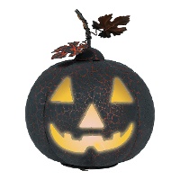 Citrouille noire et orange en métal avec lumière de 20 cm