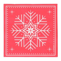 Serviettes Winter rouges de 16,5 cm - 30 unités