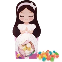 Sac silhouette fille de communion avec nuages et assortiment de gommes de 48 gr