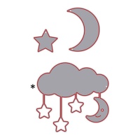 Découpe en forme de nuage avec des étoiles et une lune Zag - Misskuty - 3 unités