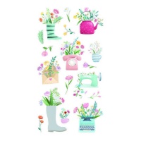 Autocollants de fleurs de printemps transparents - 1 feuille