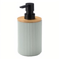 Distributeur de savon à rayures en bambou