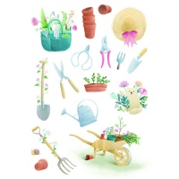 Autocollants «La vie est simple au jardin» - 1 feuille