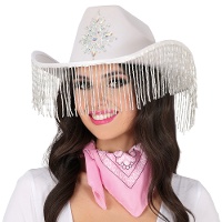 Chapeau de cowgirl blanc à franges
