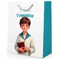 Sac cadeau première communion garçon, motif marin - 32 x 26 x 12 cm