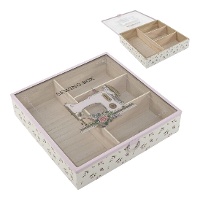 Boîte à couture en bois rose avec compartiments