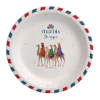 Assiettes des Rois Mages blanches de 23 cm - 6 unités