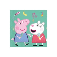 Serviettes Peppa Pig et George de 16,5 x 16,5 cm - 20 unités