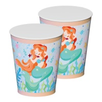 Gobelets de Sirène aux cheveux roux de 270 ml - 8 unités