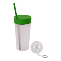 Couvercle pour verres avec paille en silicone - 1 unité