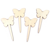 Pics en bois de papillons pour décorer - 4 unités