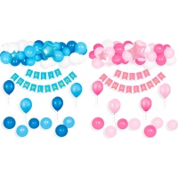 Guirlande de ballons et fanions Joyeux Anniversaire - 42 unités
