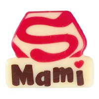 Plaque décorative en chocolat blanc « Super Mami » 3,7 x 3,2 cm - 84 unités