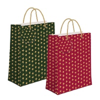 Sac cadeau de 32 x 26 x 10 cm avec étoiles de Noël - 1 unité