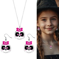 Ensemble de boucles d'oreilles et collier de têtes de mort