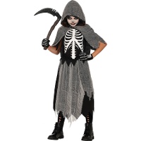 Costume d'enfant de la mort avec capuche grise