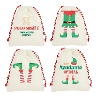 Sac cadeau de 15 x 12 x 1 cm d'elfe de Noël - 1 unité