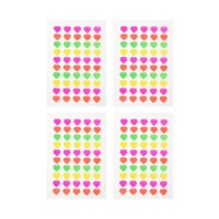 Autocollants en forme de coeurs fluorescents - 4 feuilles