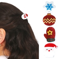 Pinces à cheveux de Noël assorties de 2,5 cm - 5 pièces
