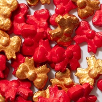 Paillettes de noeuds rouges et dorés de 25 gr - PME