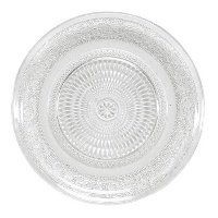 Assiette de 19,5 cm en verre gravé transparent pour dessert
