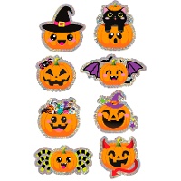 Autocollants holographiques d'Halloween avec citrouilles