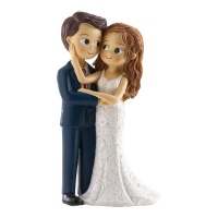 Figurine pour gâteau de mariage de couple se caressant de 16 cm