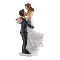 Figurine pour gâteau de mariage avec la mariée dans les bras de 18 cm