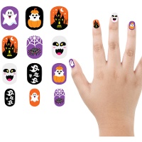 Ongles artificiels pour enfants avec motifs de fantômes - 12 unités
