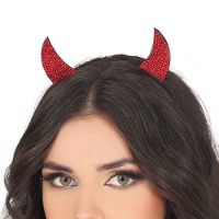 Bandeau à cornes de démon rouge brillant