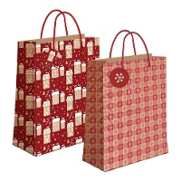 Sac cadeau de 32 x 26 x 10 cm en kraft avec design enneigé - 1 unité