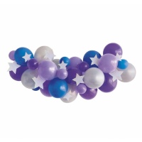 Guirlande de ballons assortis violets avec étoiles - 36 unités