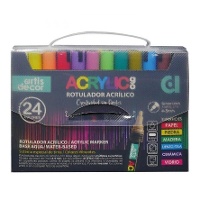 Feutres acryliques Acrylic Go, pointe 4-5 mm - couleurs basiques - Artis Decor - 24 unités