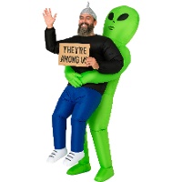 Déguisement pour adulte de personne portée par un alien gonflable