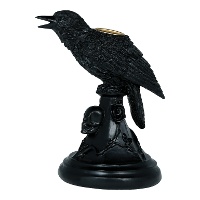 Porte-bougie corbeau de 16 x 10 cm