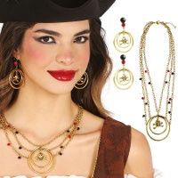 Ensemble collier et boucles d'oreilles pirate